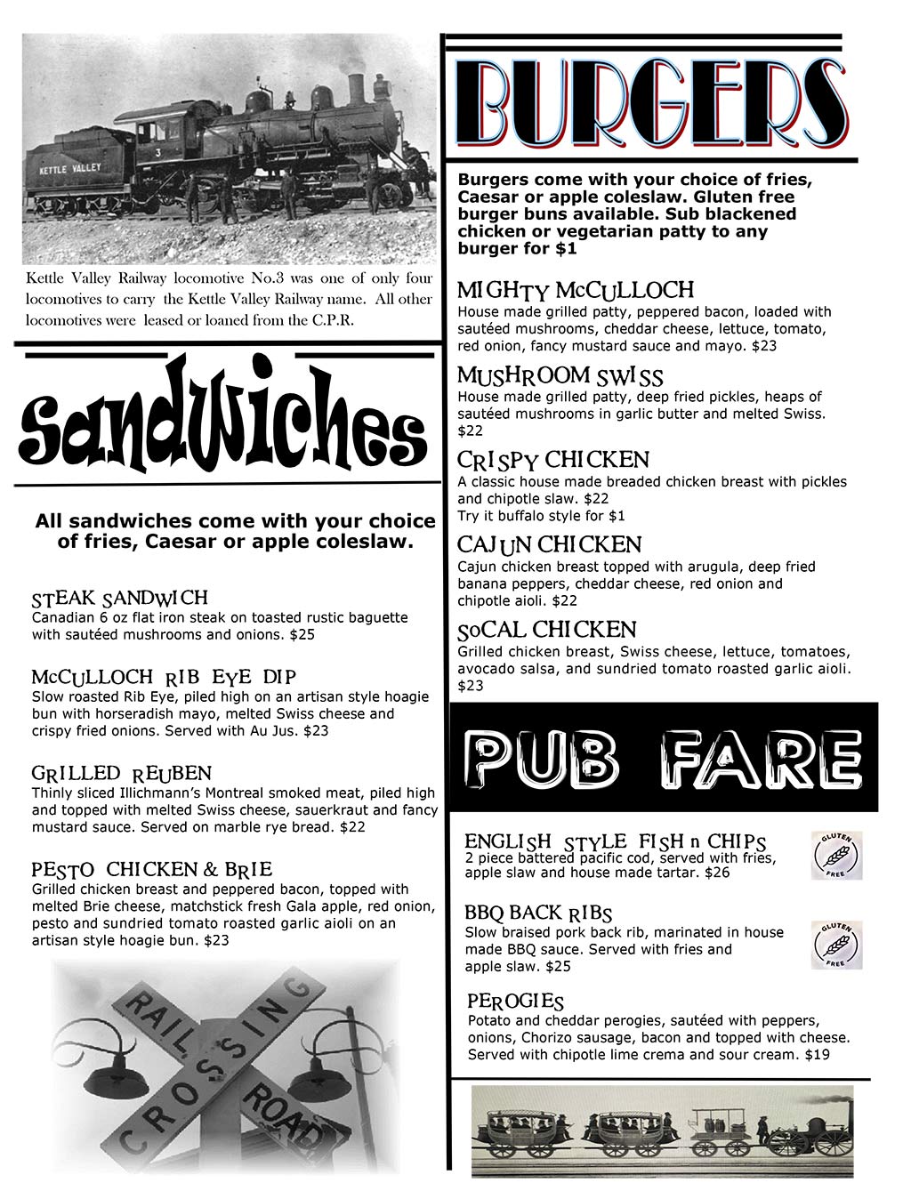 image of pub menu