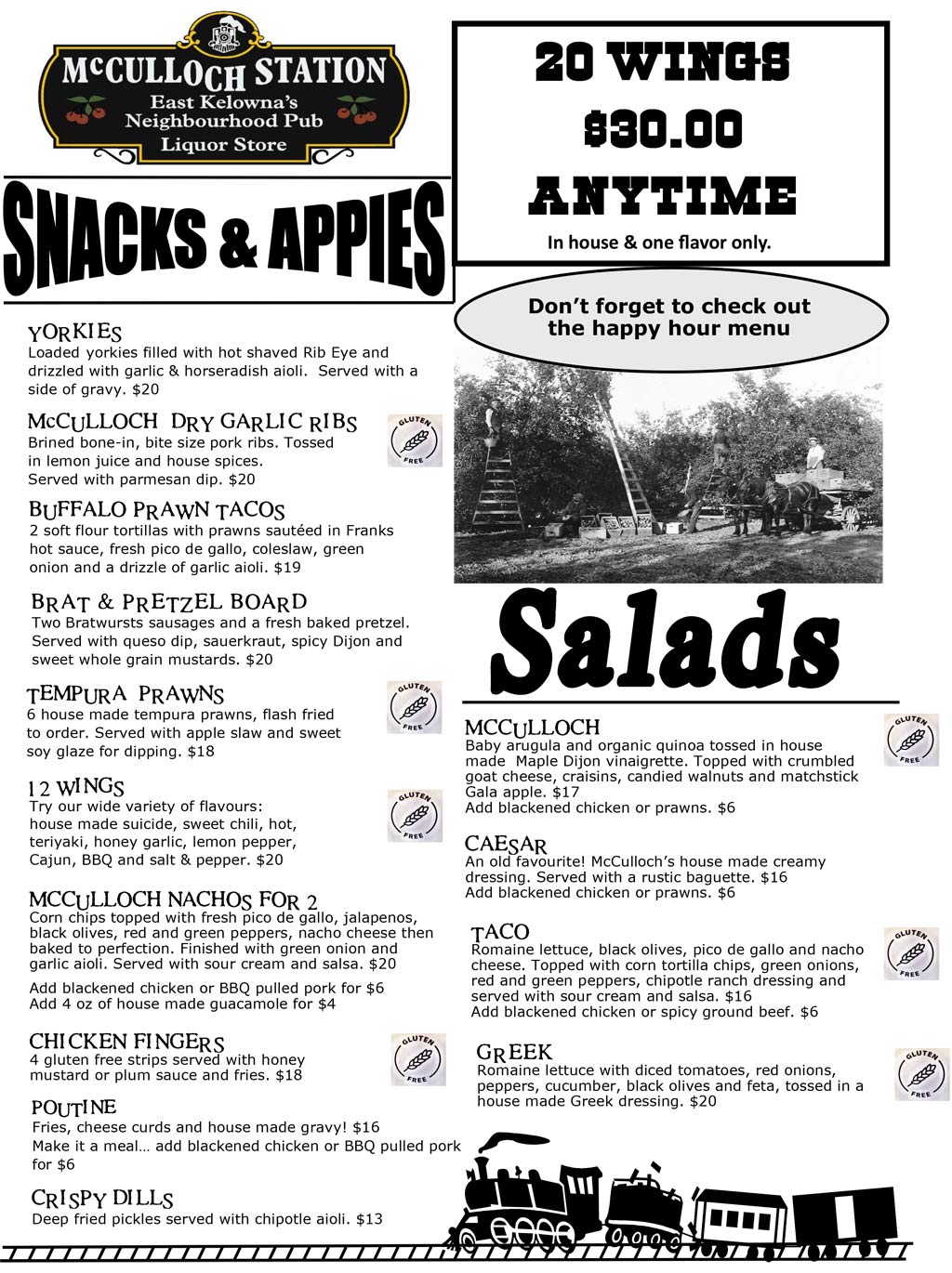 image of pub menu